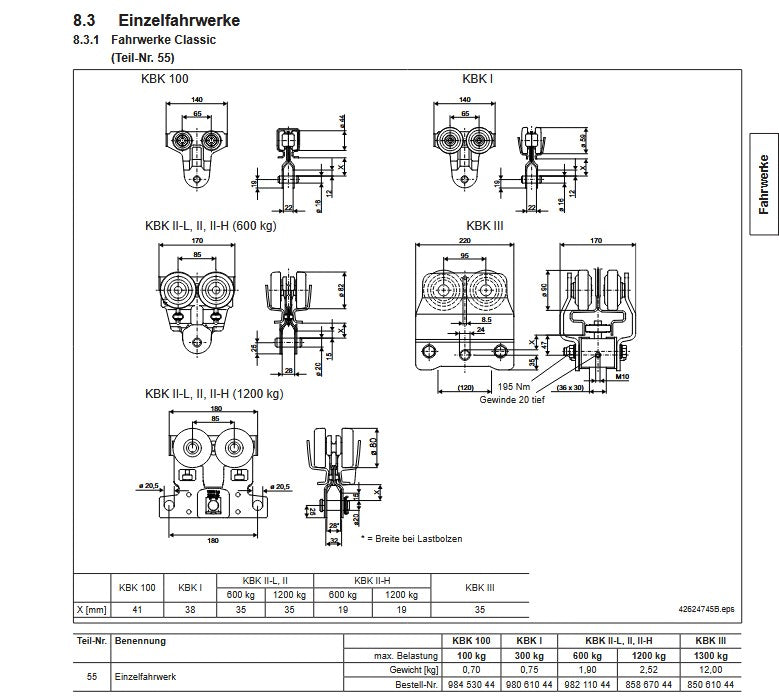 Demag Lasche, Verbinder KBK I, für KBK 100/II Fahrwerke, Antriebe, Traversen – Ansicht 3