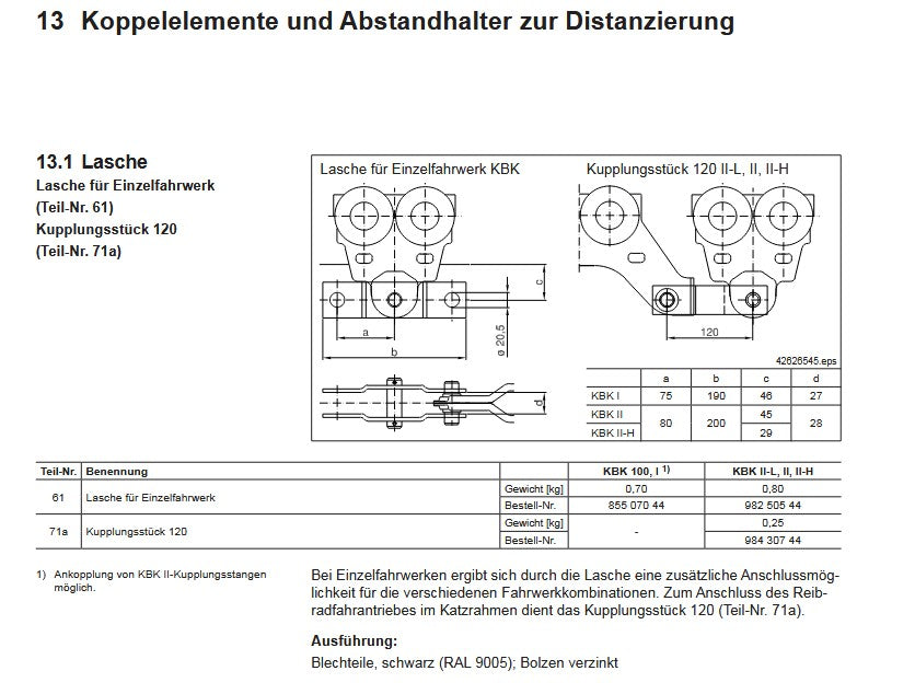 Demag KBK II Fahrwerk mit Bolzen für Demag KBK-II, II-L. II-H Schienen, SSK – Ansicht 4