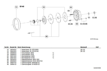 Demag Verschleissset, SONDER: NOT-BELAG, Bremse B140- Z - 112, 132 – Ansicht 2