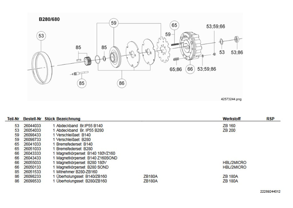 Demag Überholungsset, Bremse B140 / ZB160-ZB 180A – Ansicht 2