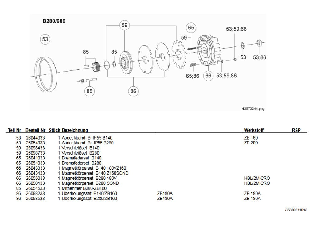 Demag Bremsfederset, Bremse B280, DR, 20 ZB 160, 180 – Ansicht 2