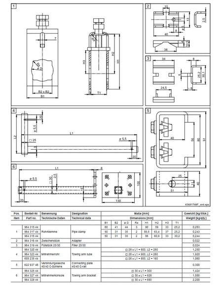 Demag, Rohrschelle, Mitnehmer, Verbinder Vierkant, Montagehalter, Anbau, Anbaumaterial – Ansicht 2
