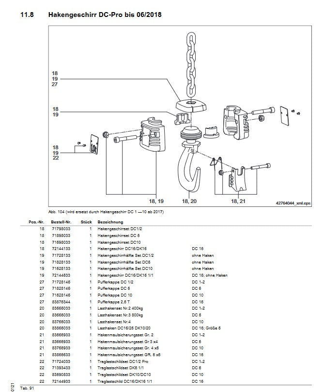 Demag Hakengeschirrset DC 1-2 , ohne Lasthaken, 1/1, für Lasthaken bis 06/2018 – Ansicht 2