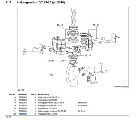 Demag Traglastschild neutral, Hakengeschirr DC 15-25 (ab 2018)