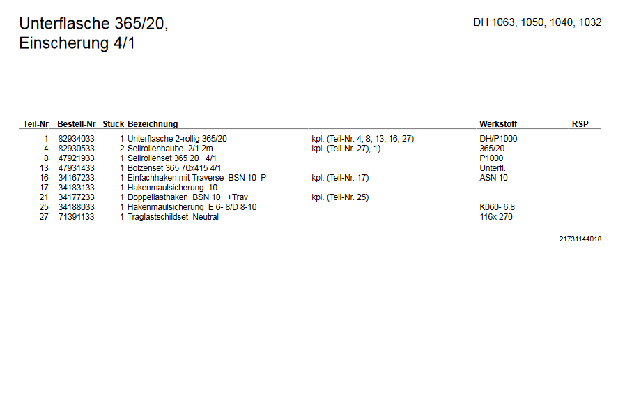 Demag DH1000 Lasthaken 4/1 kompl. UNTERFLASCHE 2-ROLLIG – Ansicht 3
