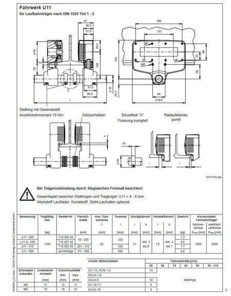 Demag Fahrwerk für Kettenzug DC, 1100 Kg Traglast, Fahrwerk U11 - 200 – Ansicht 2