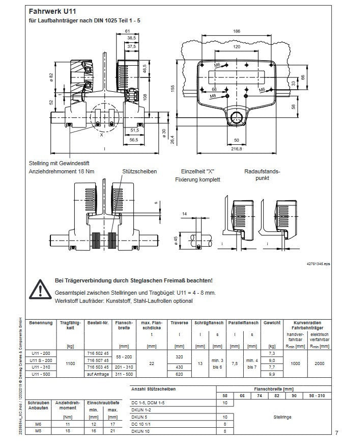 Demag Fahrwerk für Kettenzug DC, 1100 Kg Traglast, Fahrwerk U11-310 – Ansicht 2