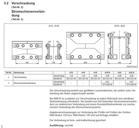Demag Stoßverbindung KBK-A12, KBK-A16, Schienenverbinder, Verbinder – Ansicht 2