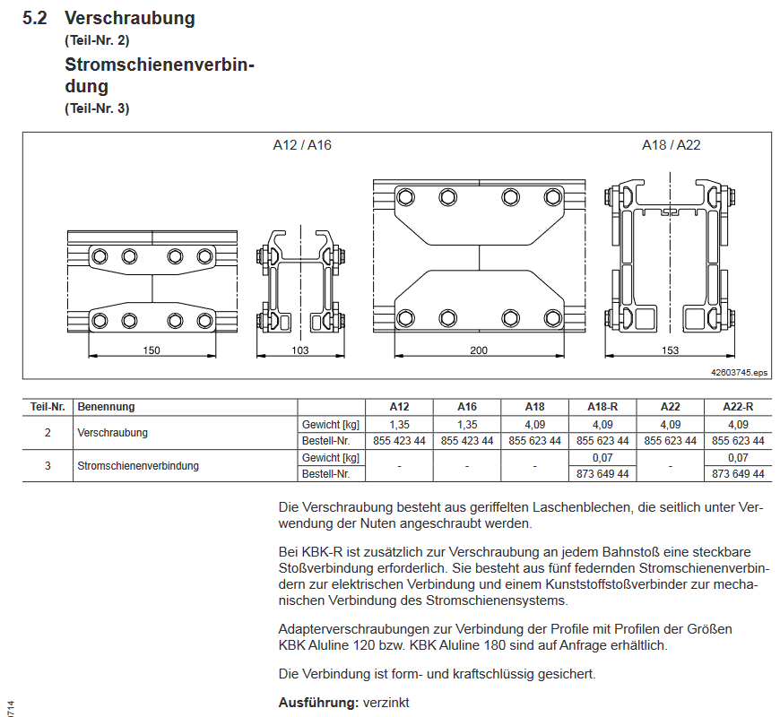 Demag Stoßverbindung KBK-A12, KBK-A16, Schienenverbinder, Verbinder – Ansicht 2