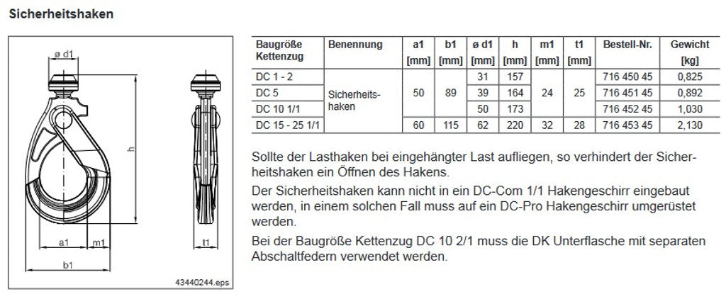 Demag Sicherheitslasthaken, Sicherheitshaken DC 1/2 – Ansicht 2