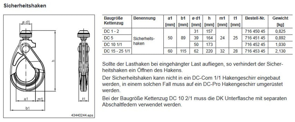 Demag Sicherheitslasthaken, Sicherheitshaken DC 1/2 – Ansicht 2