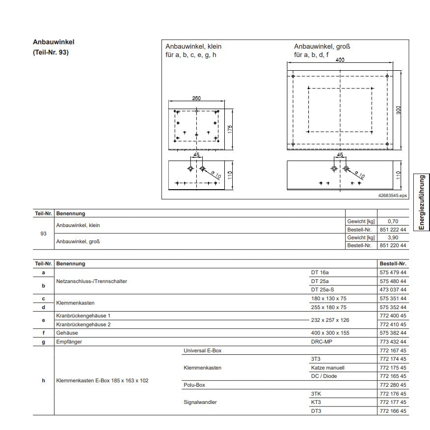 Demag Anschraublasche KBK, Schienenanbau, Anbau KBK Profile, KBK-I /-II /-II-H /-III – Ansicht 4