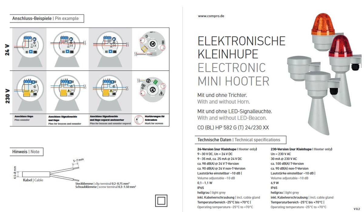 Kleinhupe mit LED-Signalleuchte ROT,230VAC – Ansicht 3