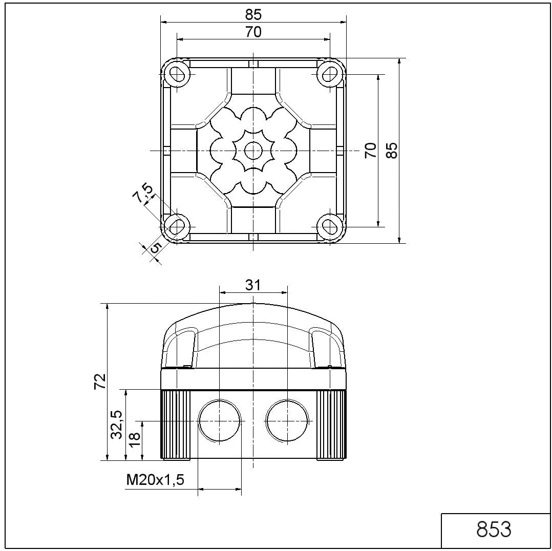LED-Doppelblitzleuchte BWM 48VAC GN – Ansicht 2